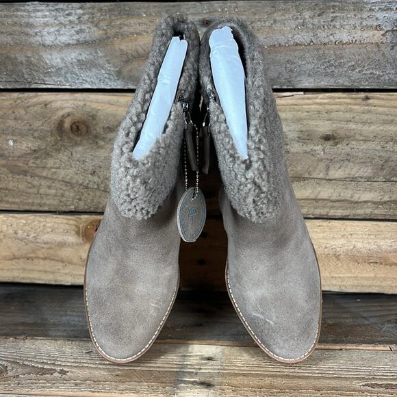 Lauren Ralph Lauren Steph Shearling-Trim Suede Bootie - Taupe - 7.5 - NWOB - Picture 7 of 10